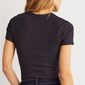 Boden sparkle fitted t-shirt navy with copper US size 8 NWT